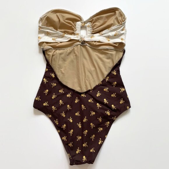 Brown, White and Gold  Swim Suit - Picture 2 of 9